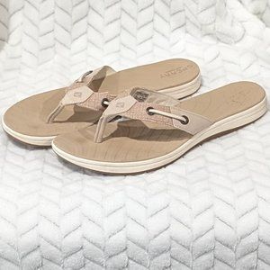 Sperry Size 8 Top-Slider Beige Flip Flop Sandal